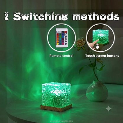 Ocean Wave Crystal Cube Night Light with Remote & Touch Control