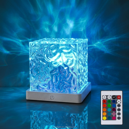 Ocean Wave Crystal Cube Night Light with Remote & Touch Control
