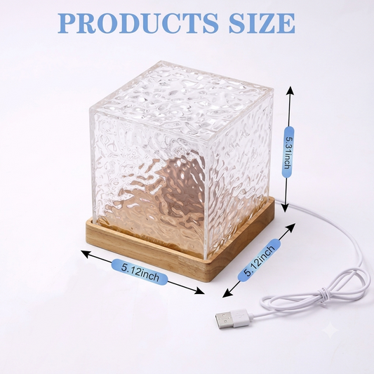 Ocean Wave Crystal Cube Night Light with Remote & Touch Control