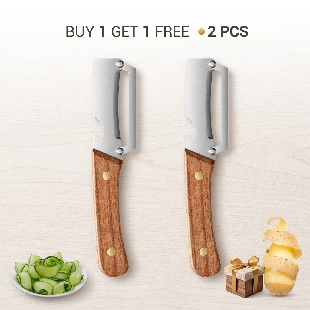 Wooden Peeler for Kitchen Tool,Premium 2-in-1 Multifunctional Fruit & Vegetable Peeler -  Pack of 2